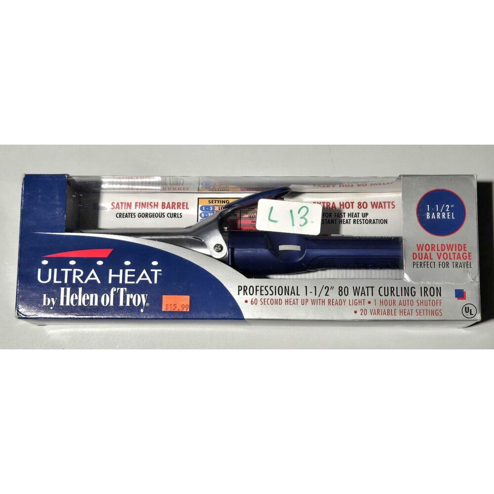 Ultra Heat Curling Iron 1-1/2" Helen of Troy 1.5 inch Professional 6601 Blue NIB
